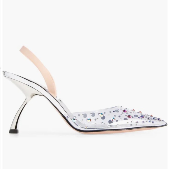 Piferi Upanova Transparent Crystal Embellished Pointed Toe Slingback Pump (35.5) - Picture 3 of 6